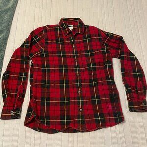 L.L. Bean Relaxed Red Plaid Flannel Shirt, Size S